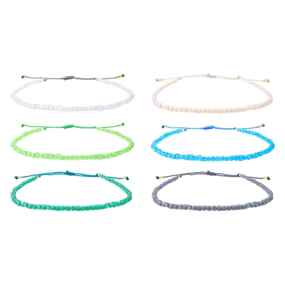 Bracelet glass beads square facet assorted colours