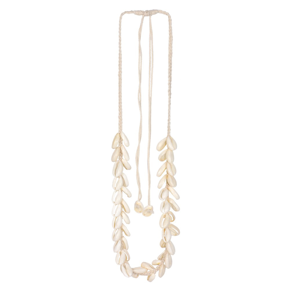 Necklace cowrie shell on cord white
