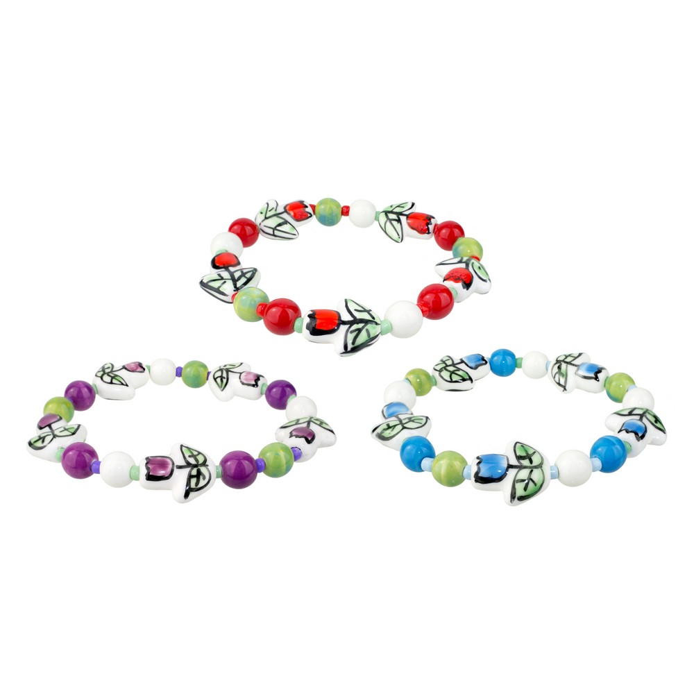Bracelet ceramic tulips assorted colours