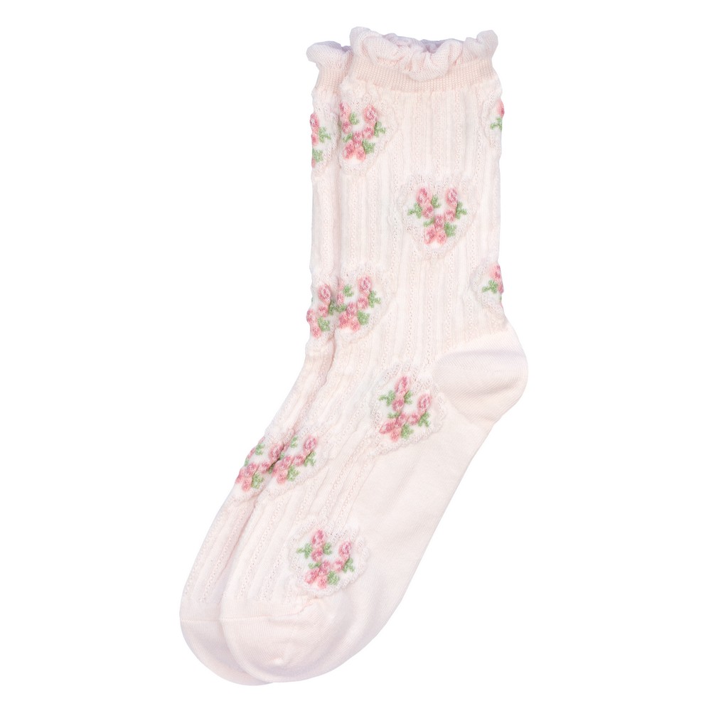 Socks cotton & spandex roses with love pink