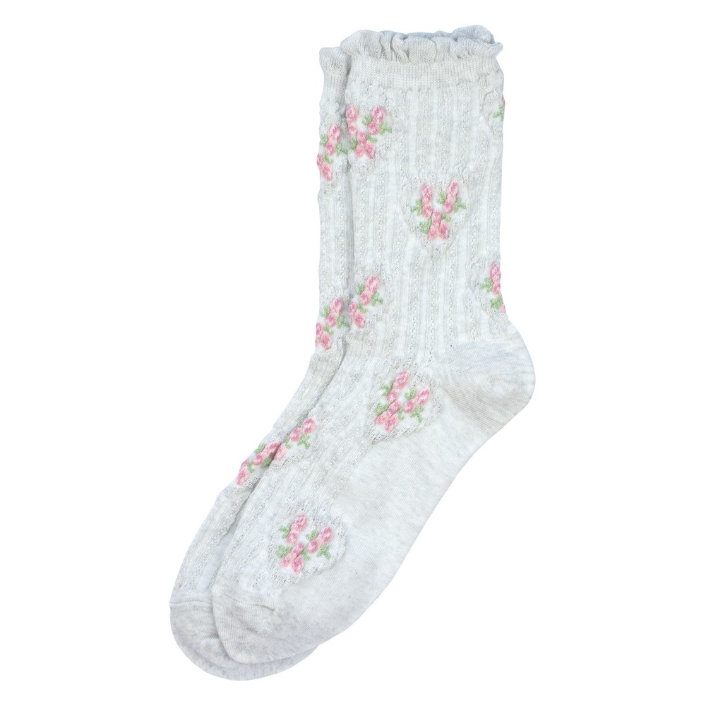 Socks cotton & spandex roses with love grey