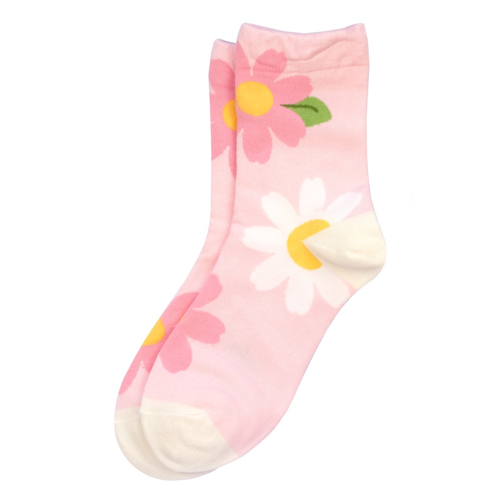 Socks cotton & spandex spring big bloom pink