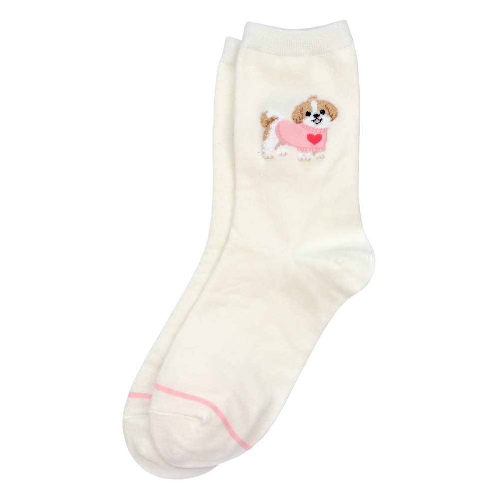 Socks cotton & spandex dog walk off-white