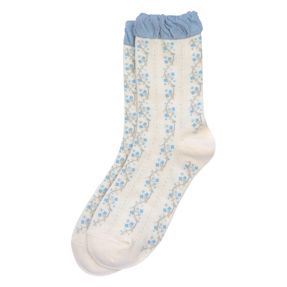 Socks cotton & spandex regency flower stem off-white