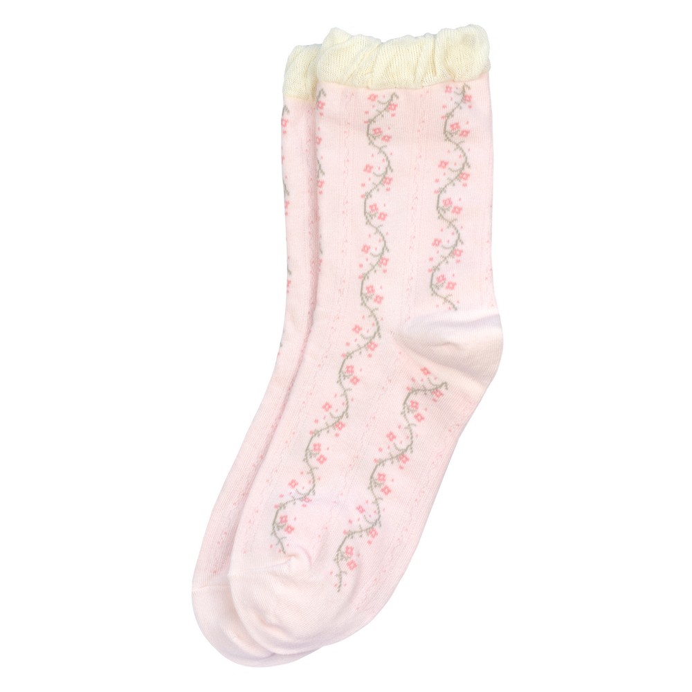 Socks cotton & spandex regency flower stem pink