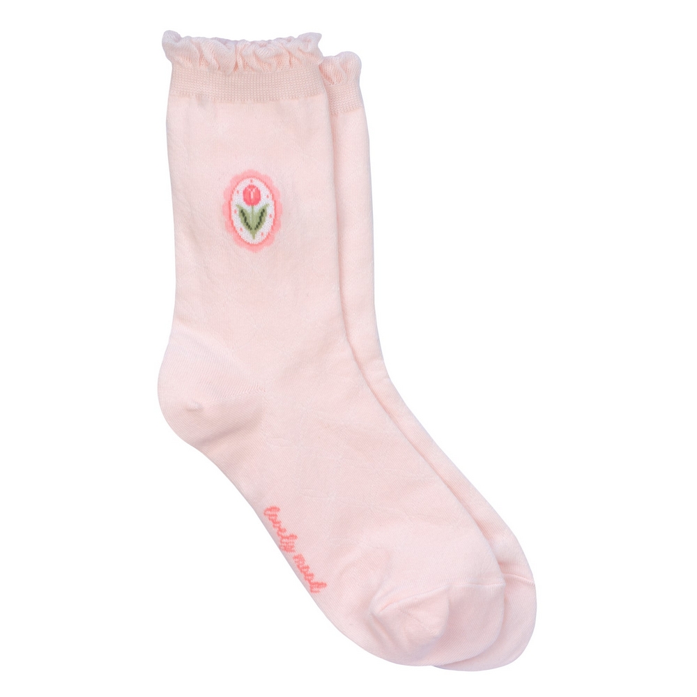 Socks cotton & spandex lace tulip cameo pink