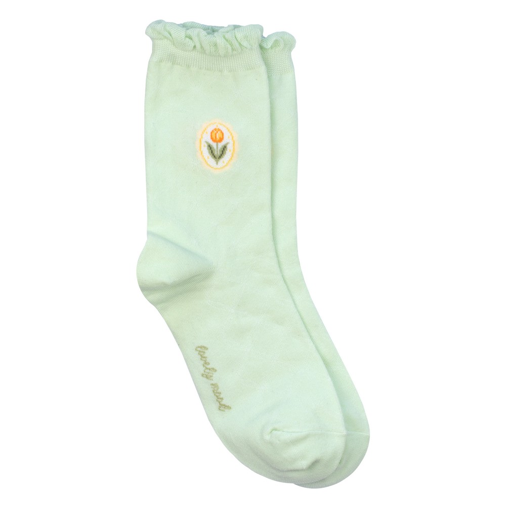 Socks cotton & spandex lace tulip cameo green