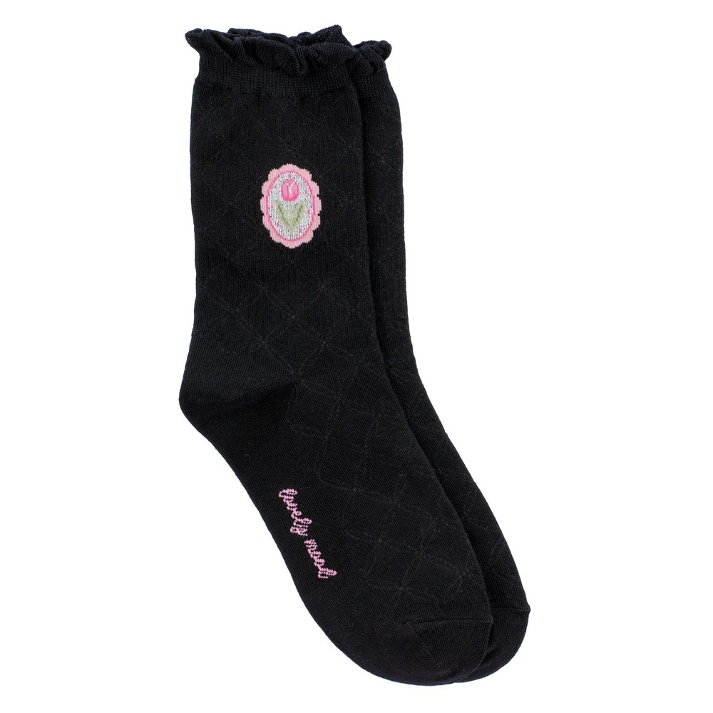 Socks cotton & spandex lace tulip cameo black