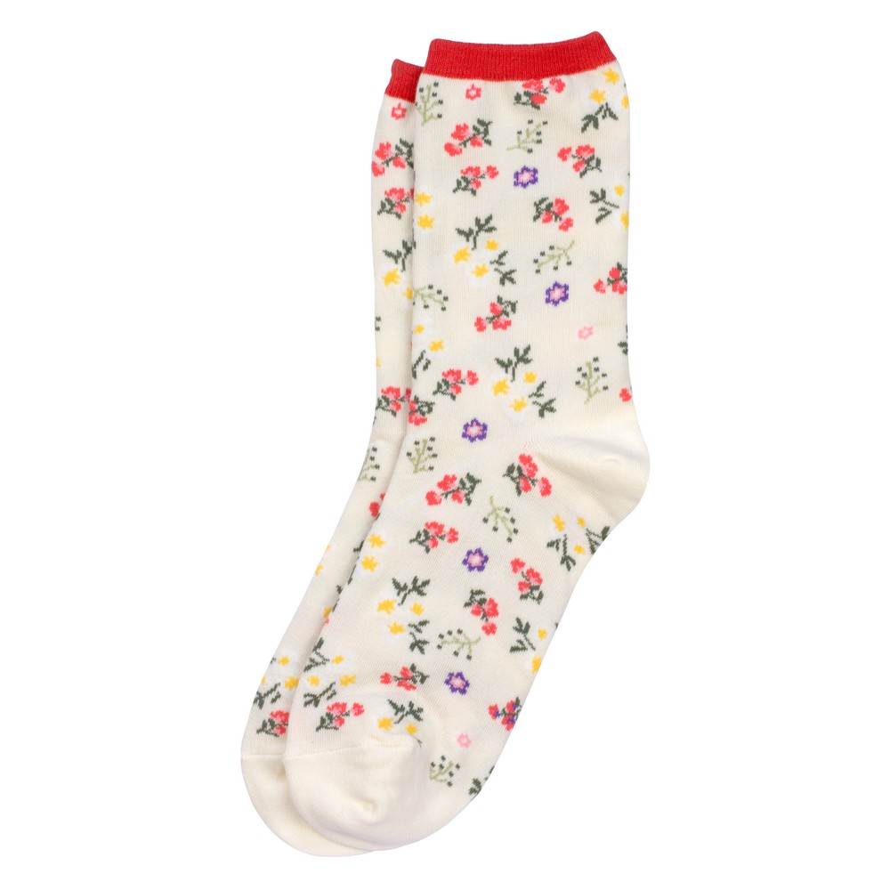 Socks cotton & spandex rural meadows white