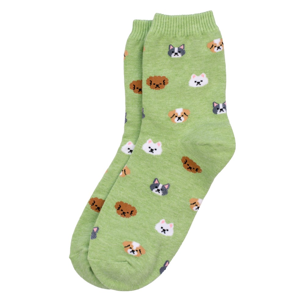 Socks cotton & spandex dog parade green