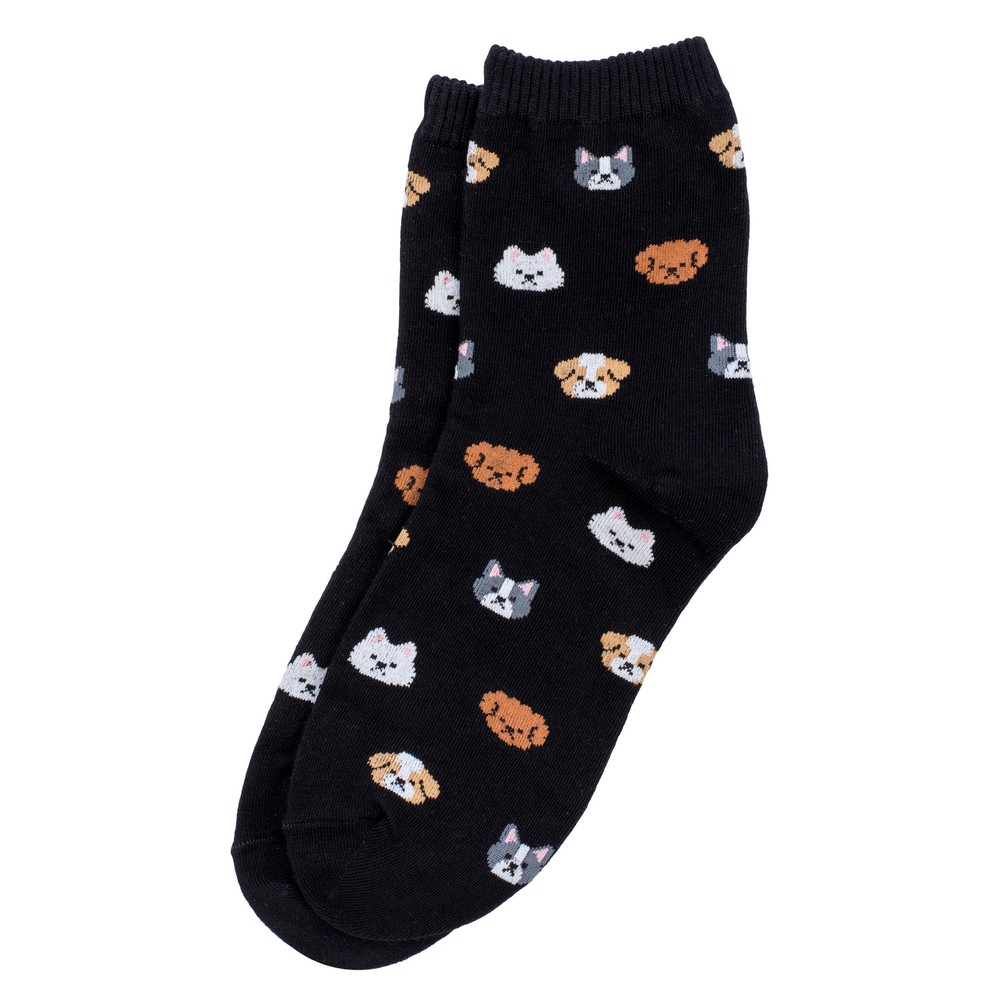 Socks cotton & spandex dog parade black