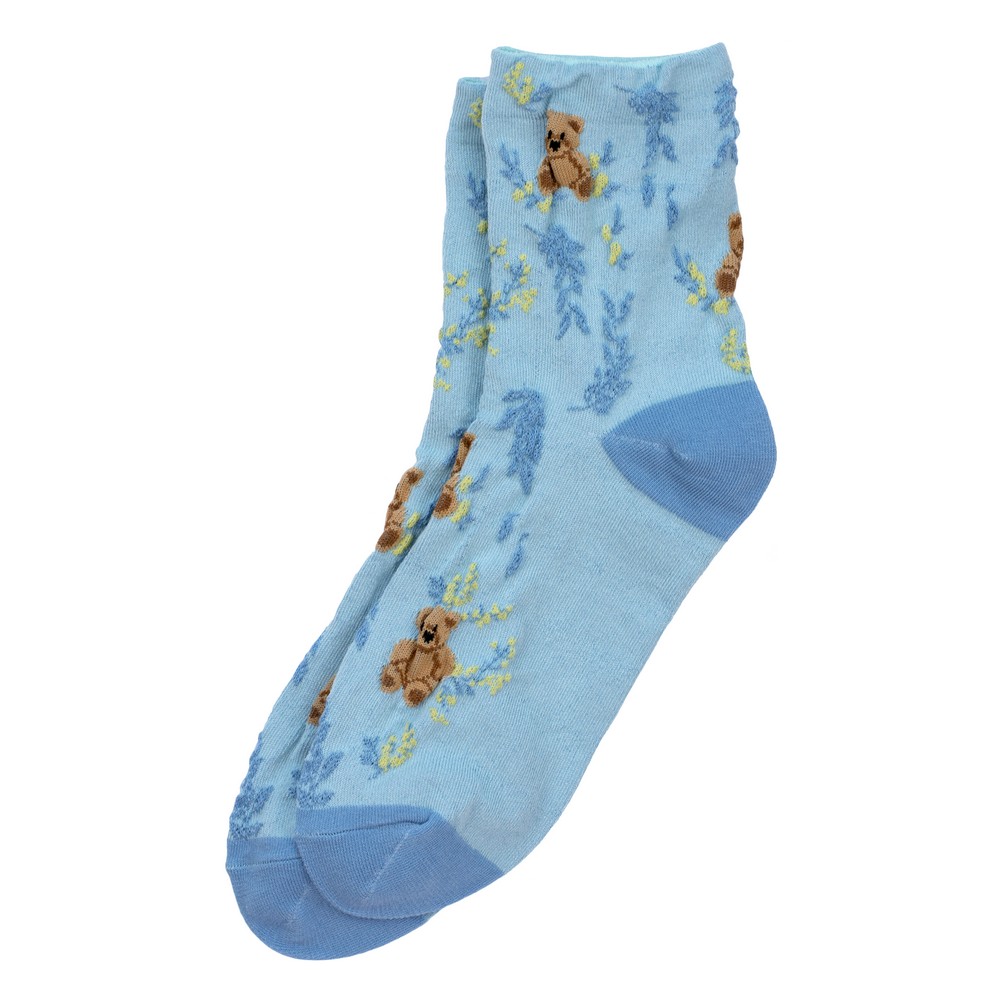 Socks cotton & spandex teddy bear blue