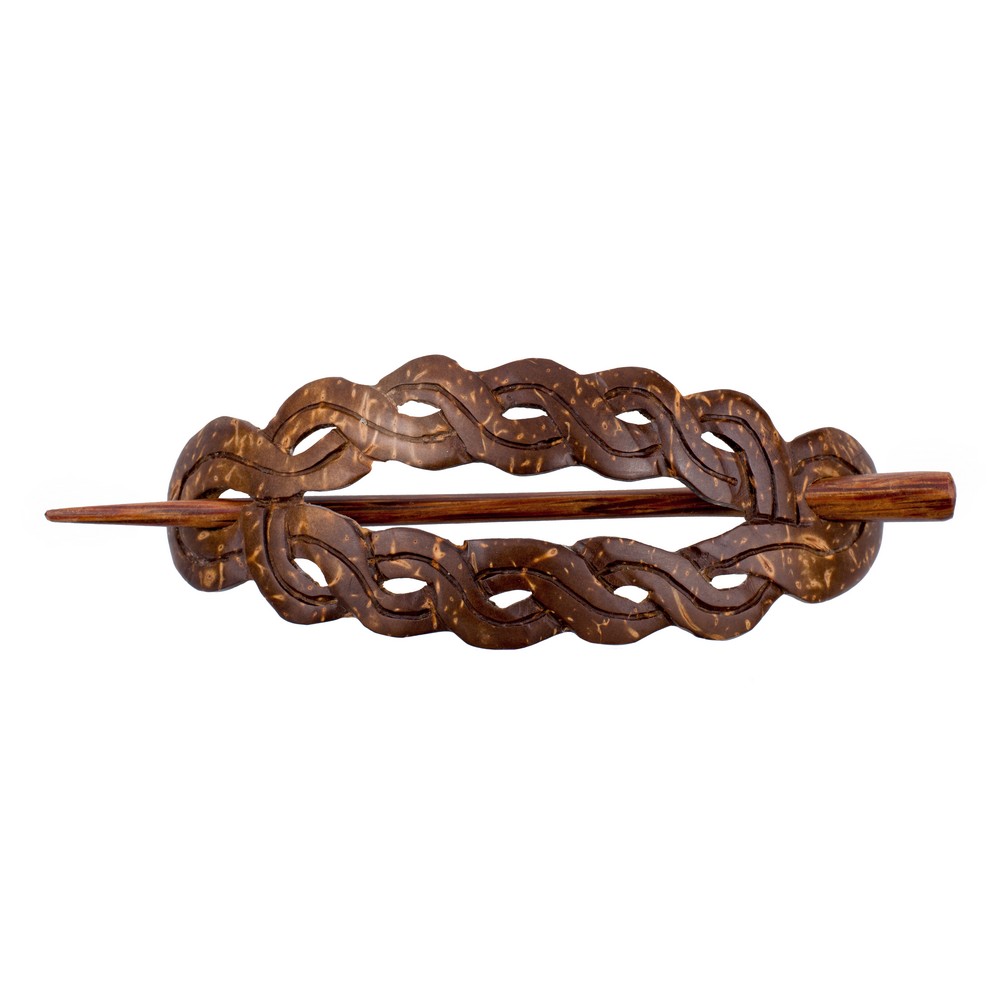 Barrette coconut celtic knots brown