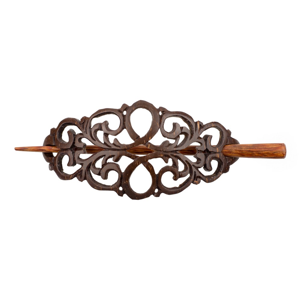 Barrette coconut intricate lace brown