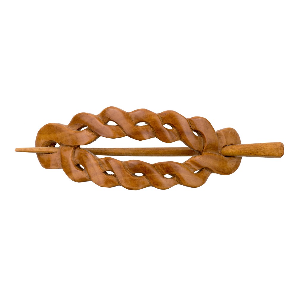 Barrette wood sawo celtic knots brown