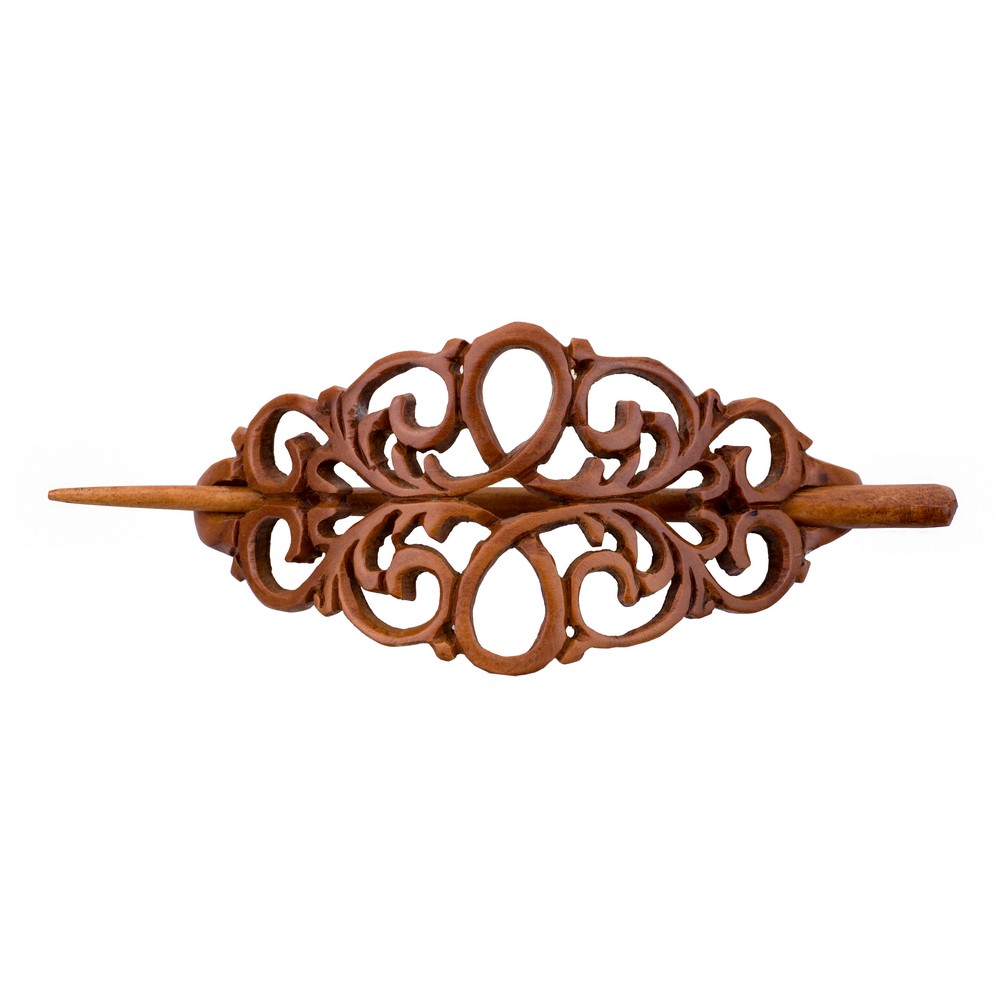 Barrette wood sawo intricate lace brown