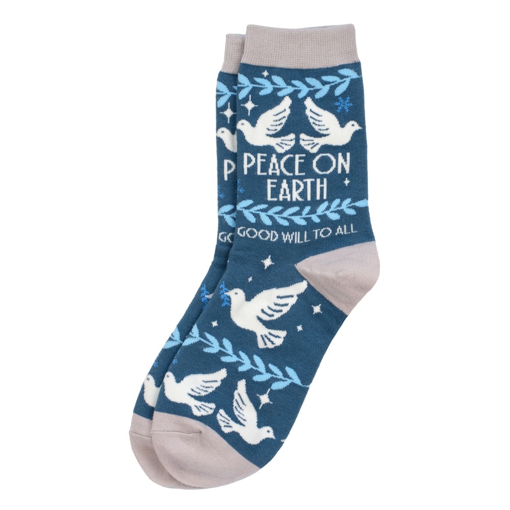Socks cotton & spandex peace on earth blue