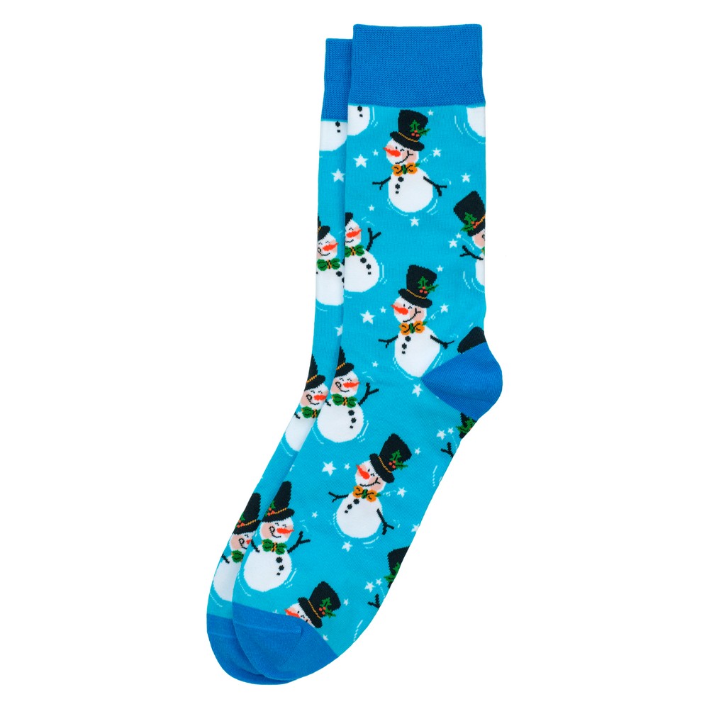 Socks cotton & spandex gents jolly snowman blue
