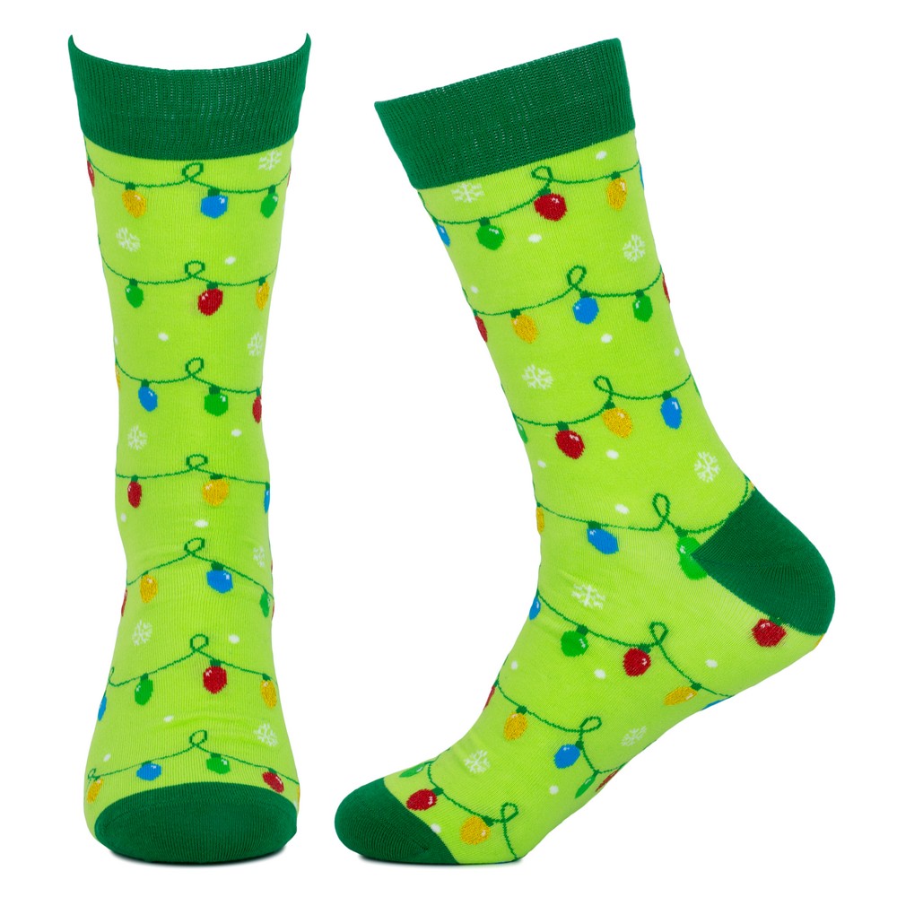 Socks cotton & spandex gents christmas lights green - Image 2
