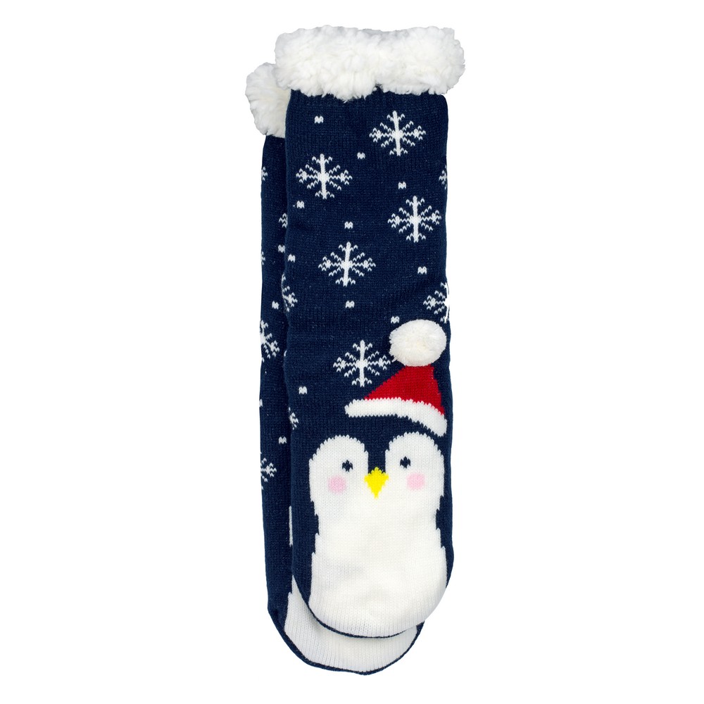 Socks acrylic cosy cute penguin navy blue