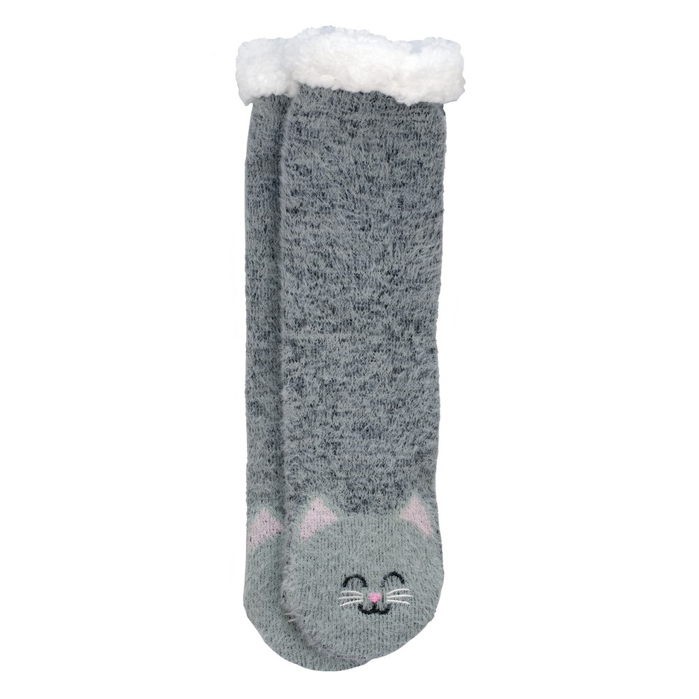 Socks acrylic cosy cute cat grey