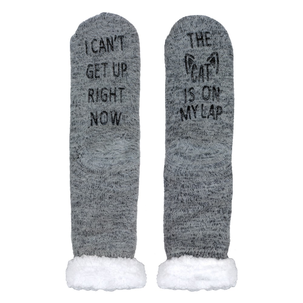 Socks acrylic cosy cute cat grey - Image 3