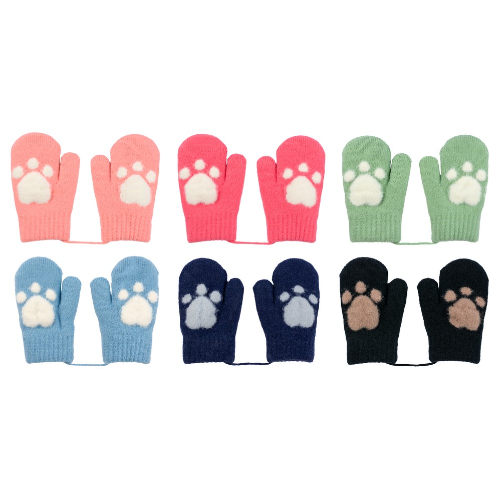 Gloves acrylic kids paw print
