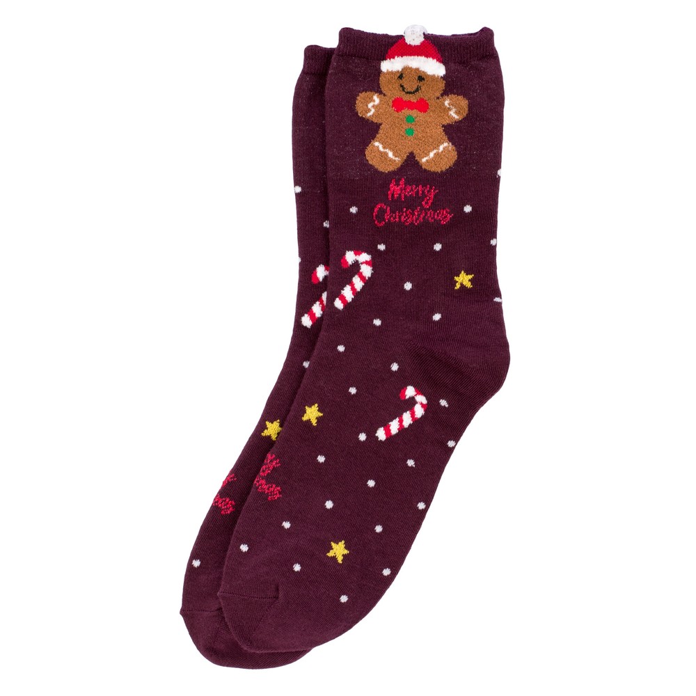 Socks cotton & spandex gingerbread candy cane burgundy red