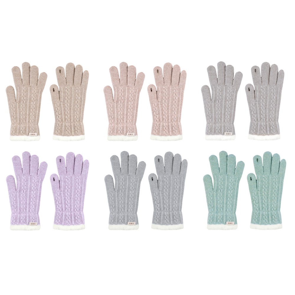 Gloves acrylic cable knit assorted colours